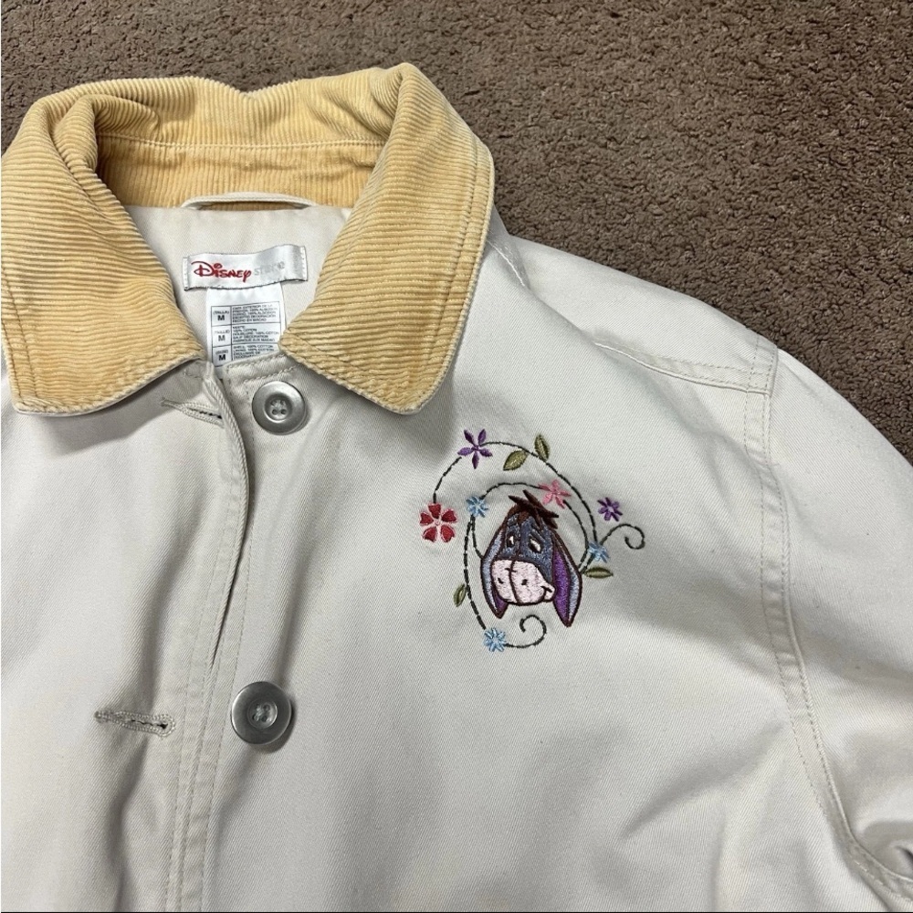 Disney Eeyore Winnie The Pooh chore jacket Women’s Size Medium Beige Vintage 90s - Picture 4 of 14